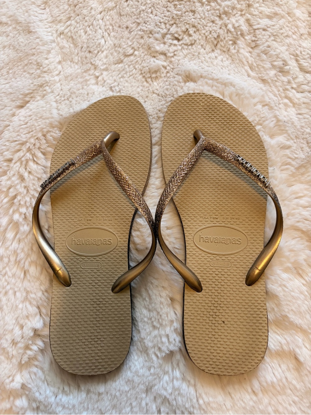 Havaiana sandals with glittery strap , TAN COLOR - Picture 2 of 4